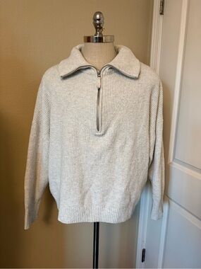 aerie Cream Half-Zip Cowl Sweater